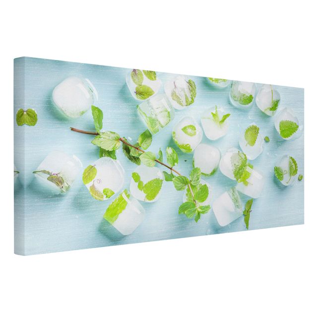 Cuadros plantas Ice Cubes With Mint Leaves