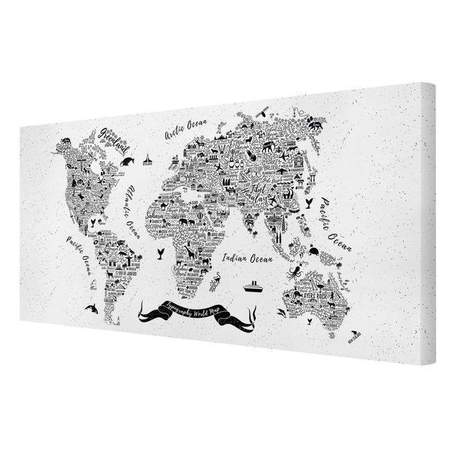 Cuadros modernos Typography World Map White