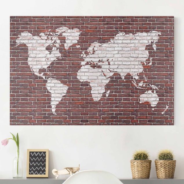 Lienzos efecto piedra Brick World Map