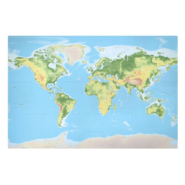 Cuadros azules Physical World Map