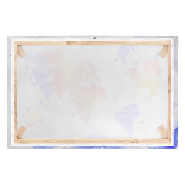Cuadros World Map Watercolour Purple Red Yellow
