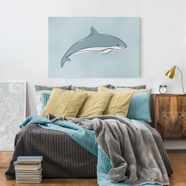 Lienzos de peces Dolphin Line Art