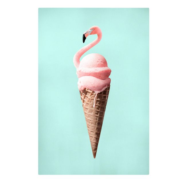 Lienzos de animales Ice Cream Cone With Flamingo