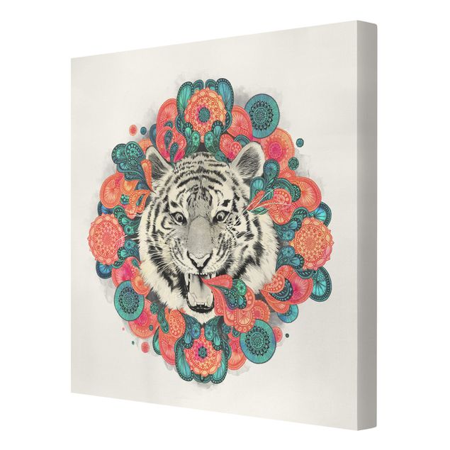 Lienzos de patrones Illustration Tiger Drawing Mandala Paisley