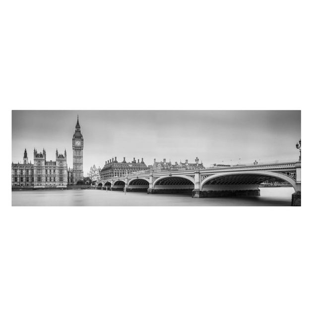 Lienzos blanco y negro Westminster Bridge And Big Ben