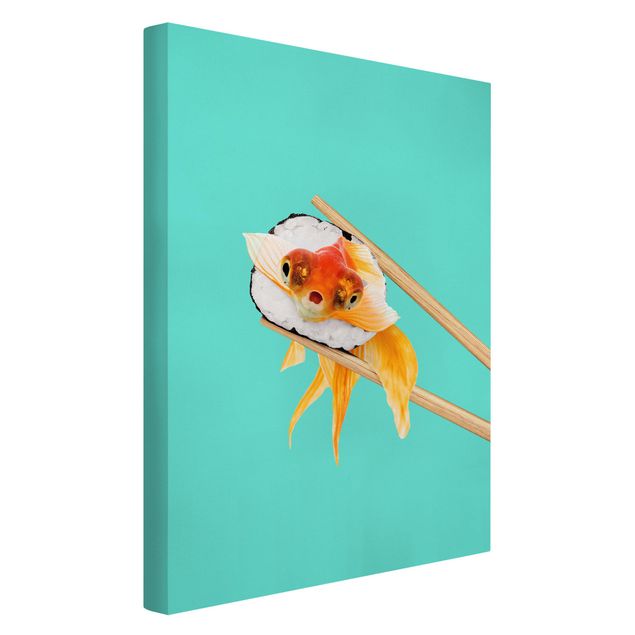 Lienzos de cuadros famosos Sushi With Goldfish