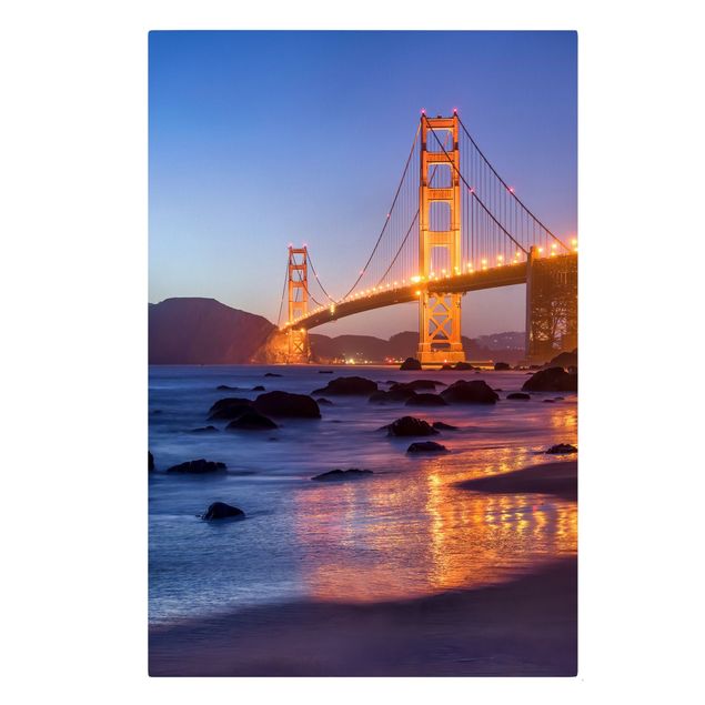 Cuadros naranja Golden Gate Bridge At Dusk