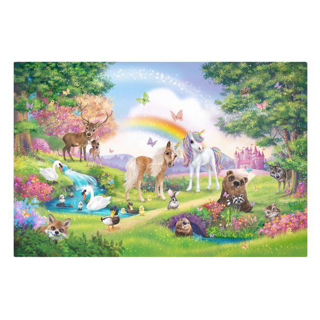 Cuadro multicolor Enchanted Forest With Unicorn