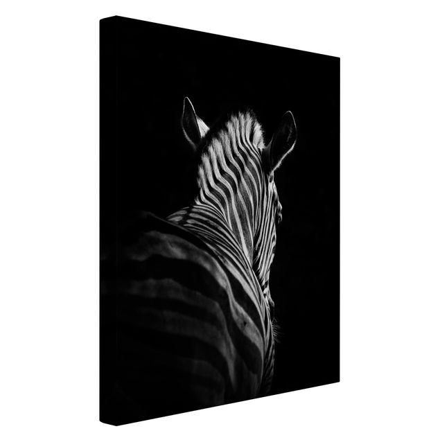 Lienzos en blanco y negro Dark Zebra Silhouette