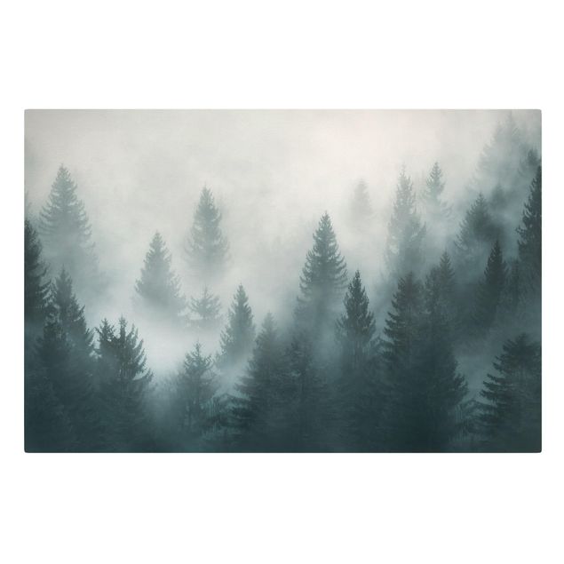 Lienzo bosque Coniferous Forest In Fog