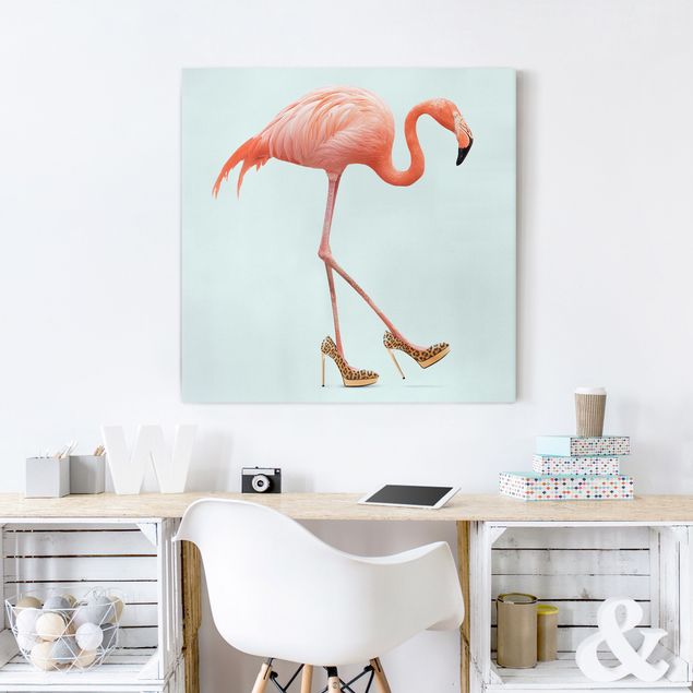 Lienzos de aves Flamingo With High Heels