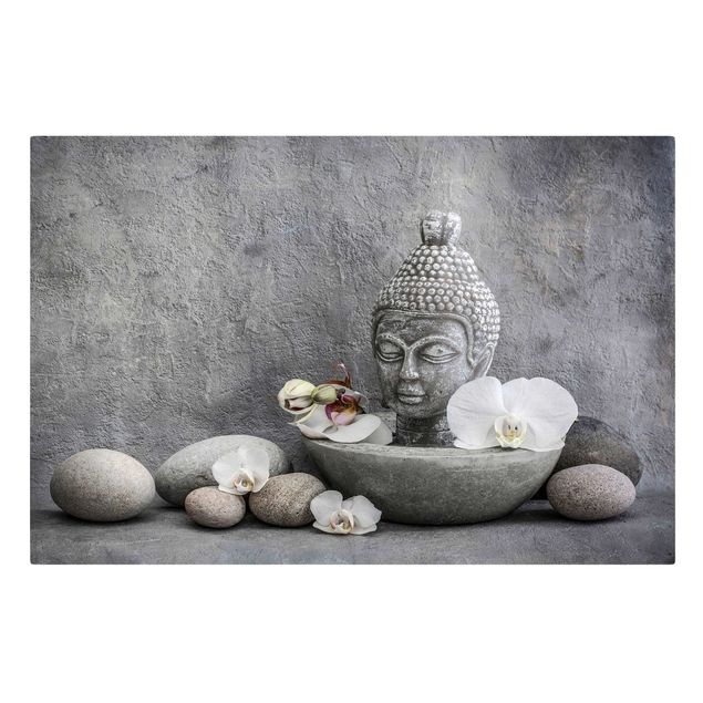 Lienzos espirituales Zen Buddha, Orchid And Stone