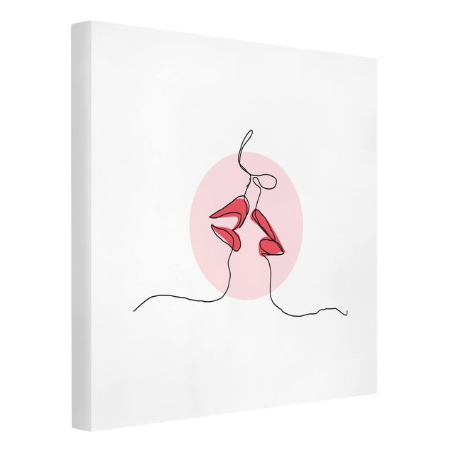 Lienzo abstracto Lips Kiss Line Art