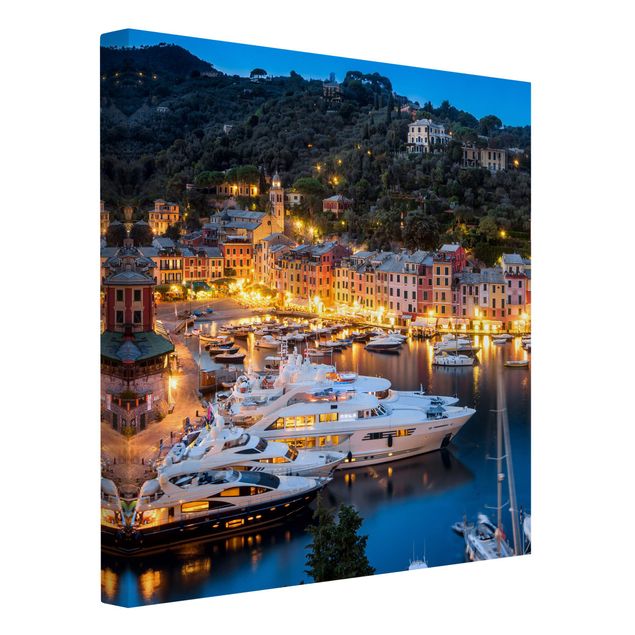 Lienzos de ciudades Night Time In The Harbour Of Portofino