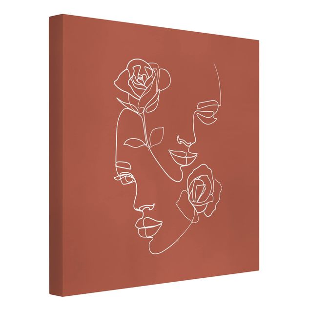 Estilos artísticos Line Art Faces Women Roses Copper