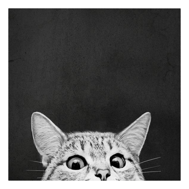 Lienzos blanco y negro Illustration Cat Black And White Drawing