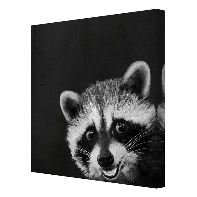 Cuadro negro Illustration Racoon Black And White Painting