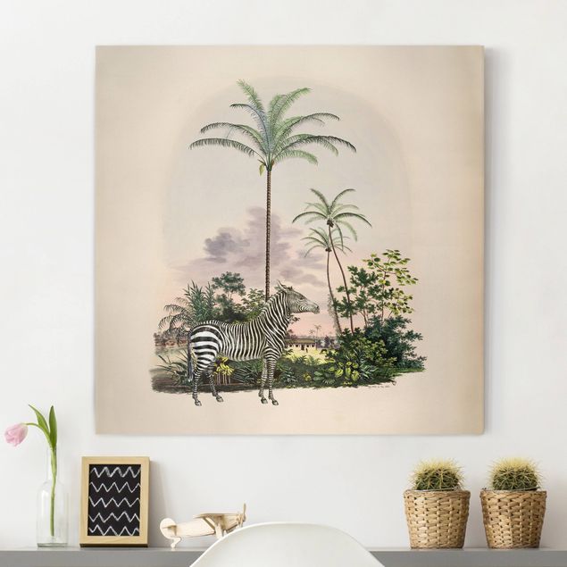 Decoración en la cocina Zebra Front Of Palm Trees Illustration