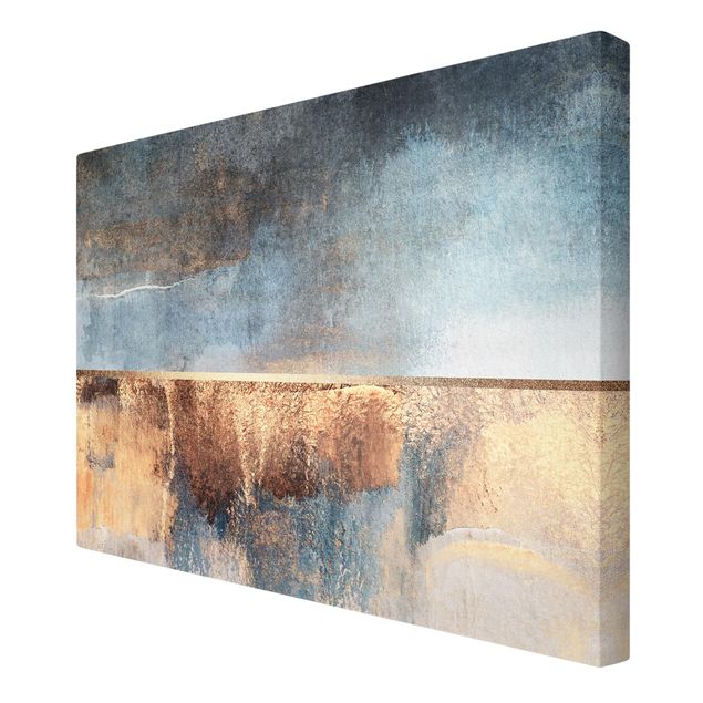 Cuadros decorativos Abstract Lakeshore In Gold