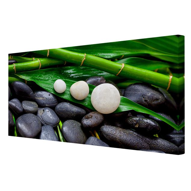 Cuadros plantas Green Bamboo With Zen Stones