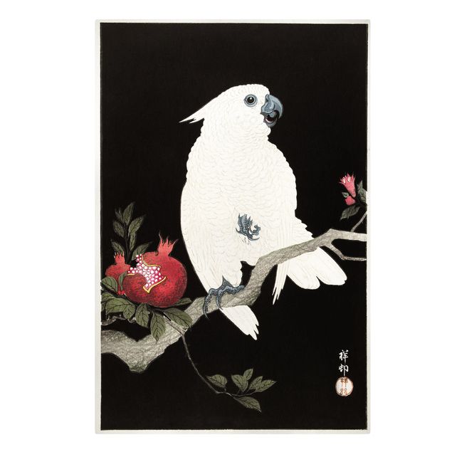 Lienzos en blanco y negro Asian Vintage Illustration White Cockatoo