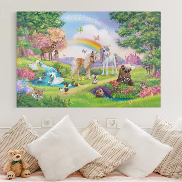 Lienzos de animales Enchanted Forest With Unicorn