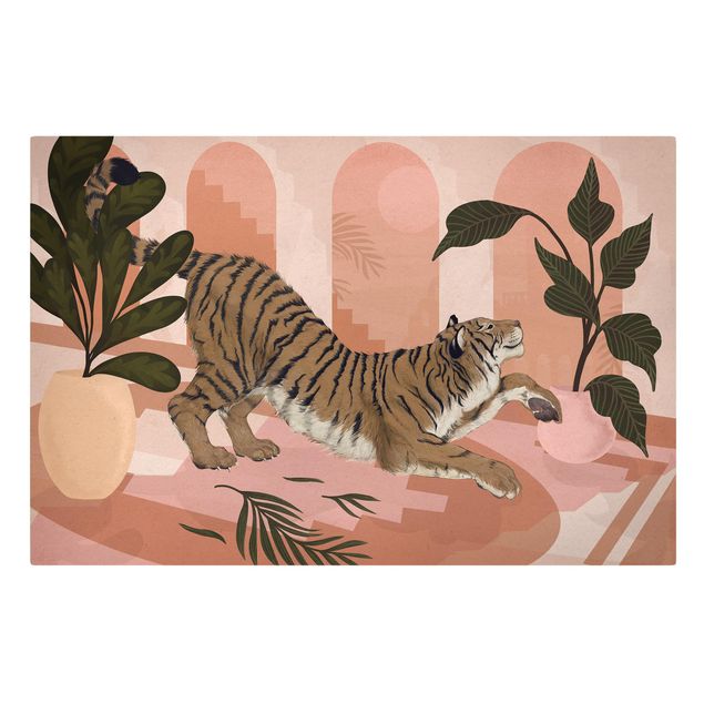 Reproducciónes de cuadros Illustration Tiger In Pastel Pink Painting