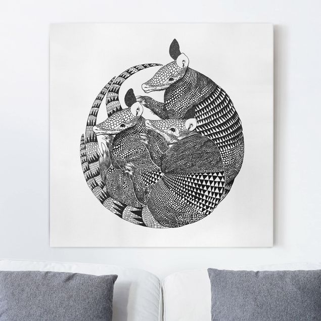 Cuadros modernos Illustration Armadillos Black And White Pattern