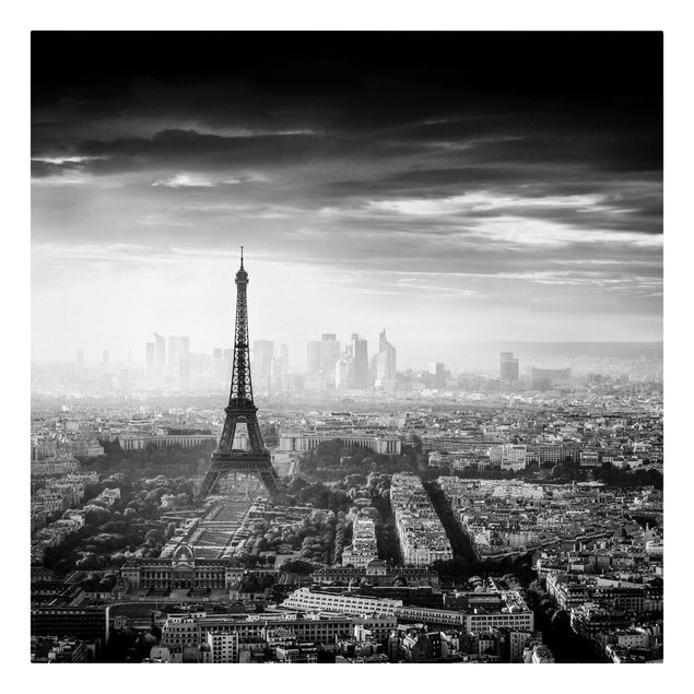 Lienzos blanco y negro The Eiffel Tower From Above Black And White