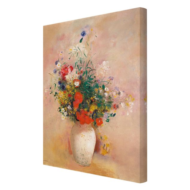 Cuadros de plantas Odilon Redon - Vase With Flowers (Rose-Colored Background)