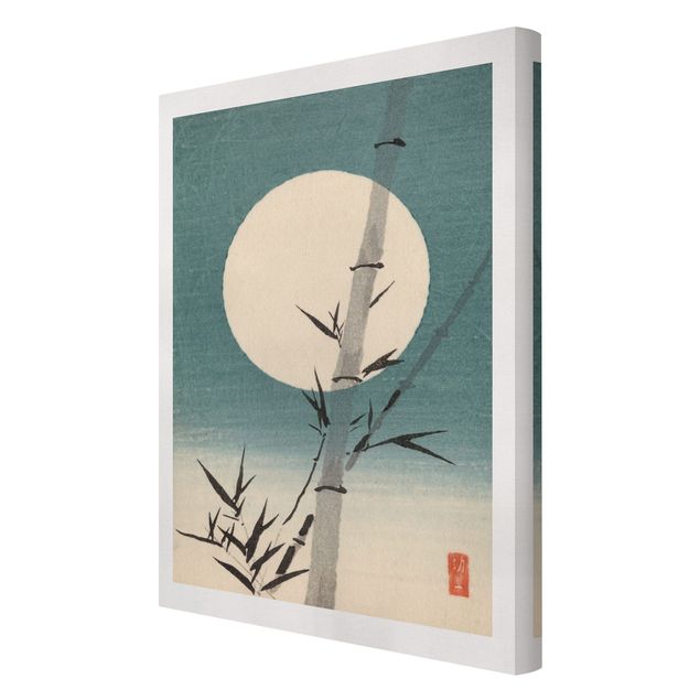 Lienzo vintage Japanese Drawing Bamboo And Moon