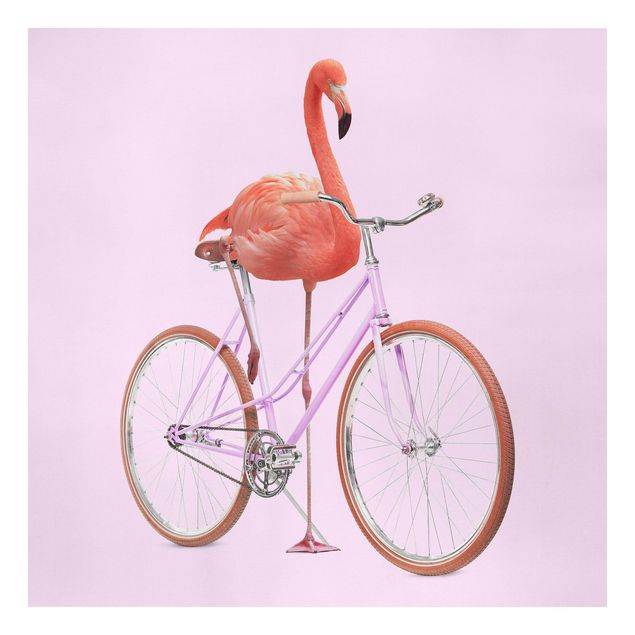 Lienzos de animales Flamingo With Bicycle