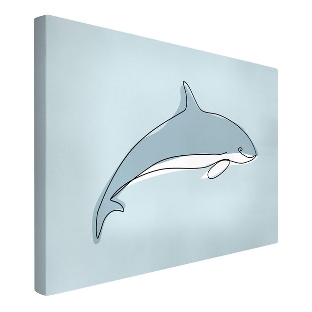 Cuadros de peces Dolphin Line Art