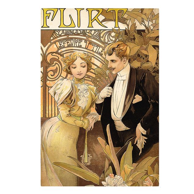 Lienzos de cuadros famosos Alfons Mucha - Advertising Poster For Flirt Biscuits