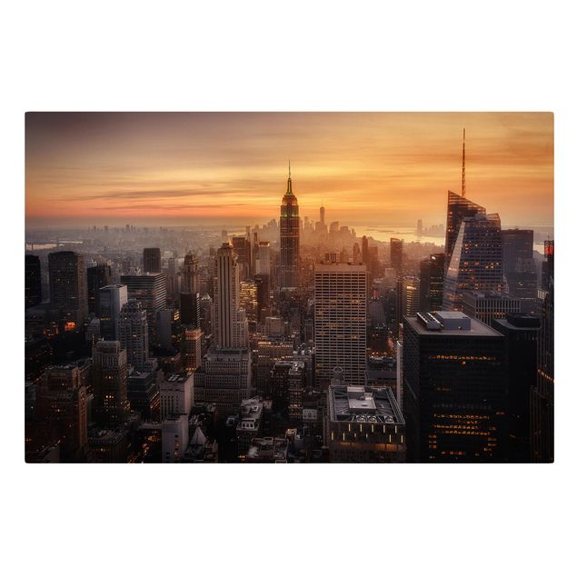 Lienzos de ciudades Manhattan Skyline Evening