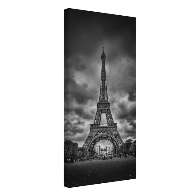 Lienzos ciudades del mundo Eiffel Tower In Front Of Clouds In Black And White
