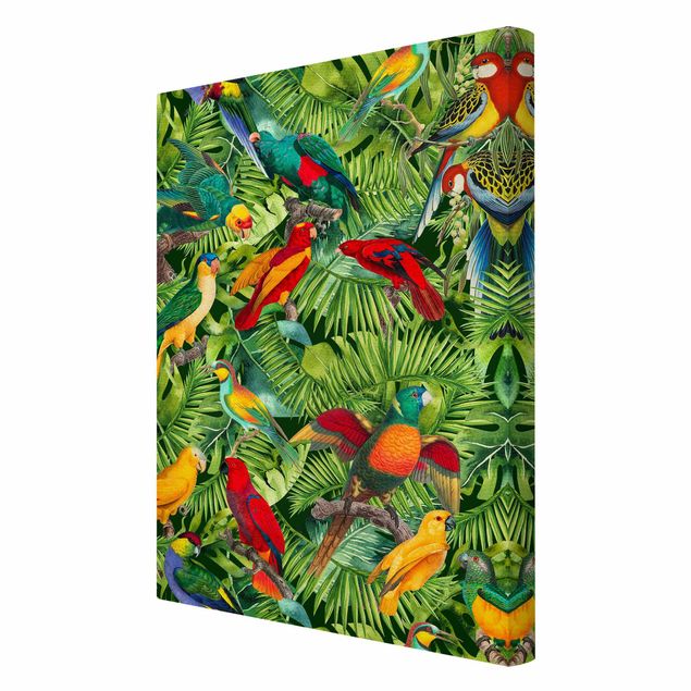 Cuadros flores Colourful Collage - Parrots In The Jungle