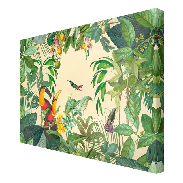 Cuadros de flores Vintage Collage - Birds In The Jungle