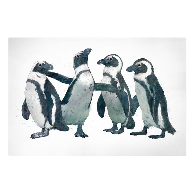 Lienzos de cuadros famosos Illustration Penguins Black And White Watercolour