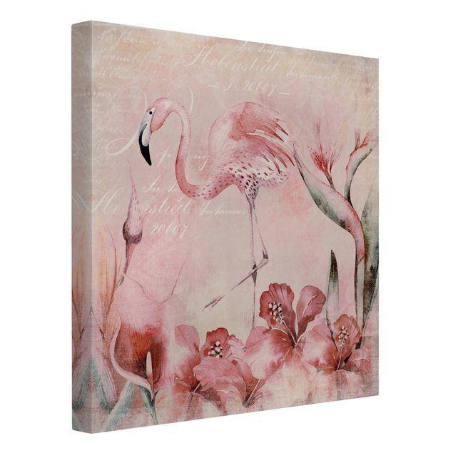 Cuadros de plantas Shabby Chic Collage - Flamingo