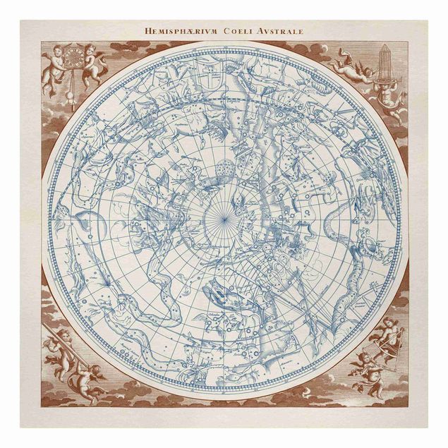 Cuadro azul Vintage Star Map Southern Hemissphere