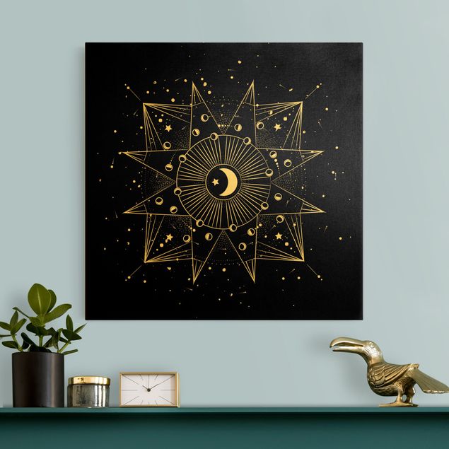 Lienzo zen Astrology Moon Magic Black