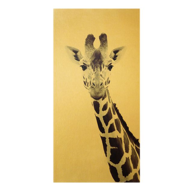 Lienzos dorados Giraffe Portrait In Black And White