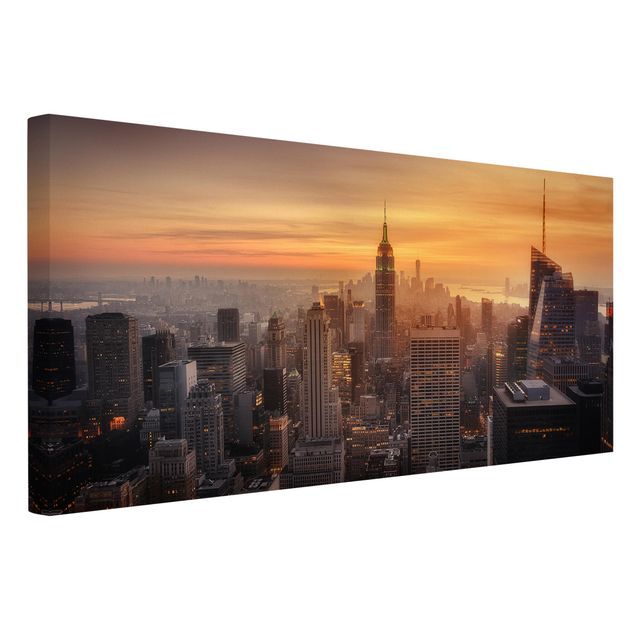 Lienzos de puesta de sol Manhattan Skyline Evening