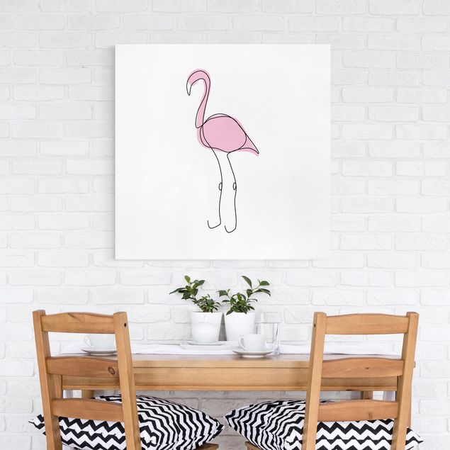 Decoración infantil pared Flamingo Line Art