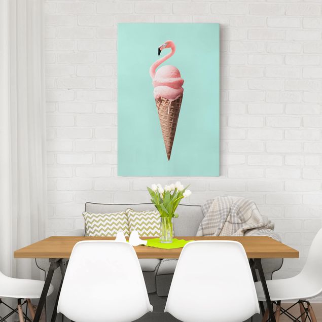 Lienzos de aves Ice Cream Cone With Flamingo