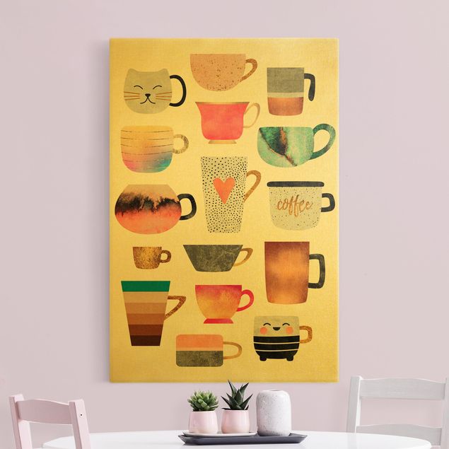 Lienzos de café Colourful Mugs With Gold