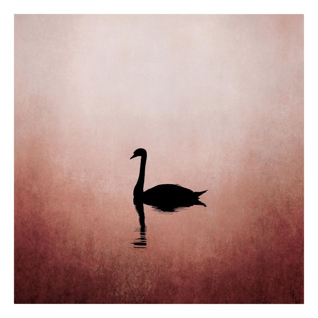 Lienzos de cuadros famosos Swan In Sunset