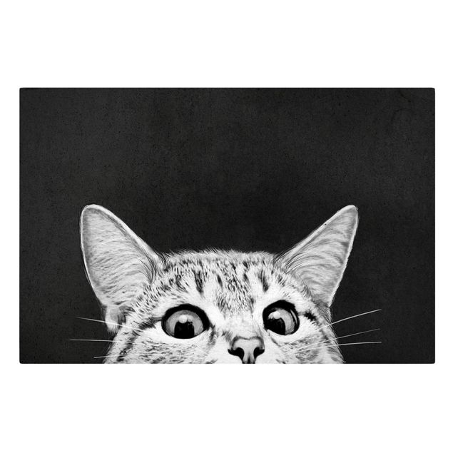 Lienzos en blanco y negro Illustration Cat Black And White Drawing