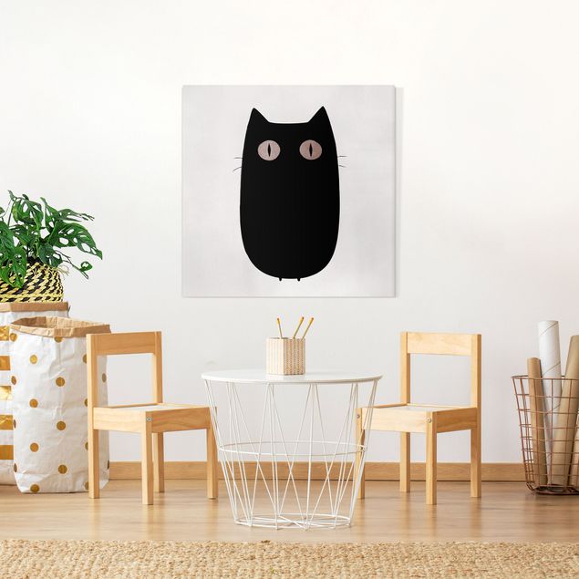 Lienzos de gatos Black Cat Illustration